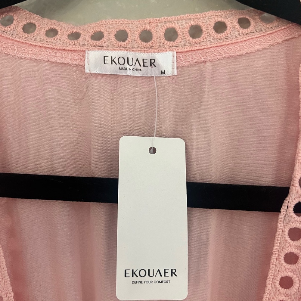 NWT Duster, Beach Coverup, Cardigan. Pretty Peach, Medium, vacation vibes - Picture 3 of 5